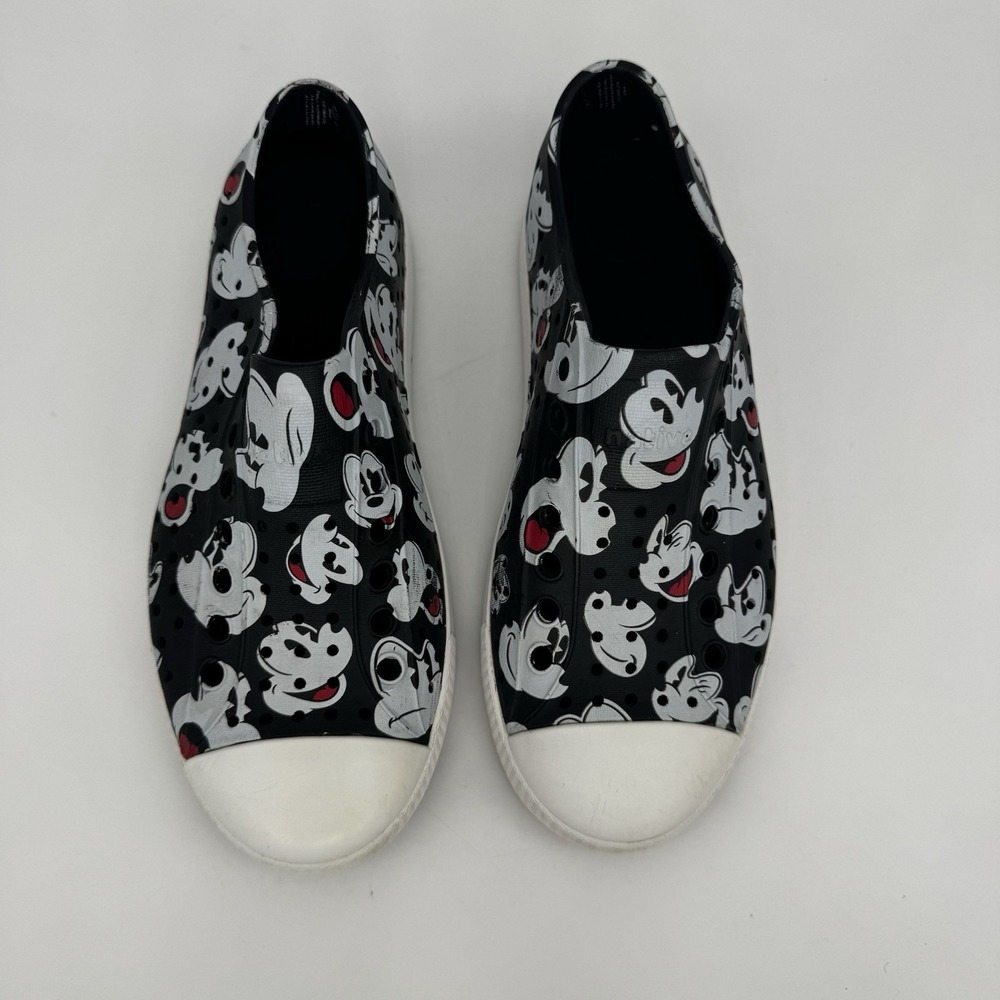 Native Shoes Mickey Mouse Print Water Shoes Slip On Womens Size 6 Black - Picture 3 of 8